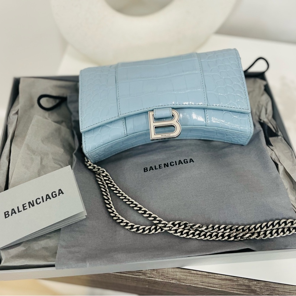 Balenciaga Blue Crossbody Bag with Signature Silver Logo